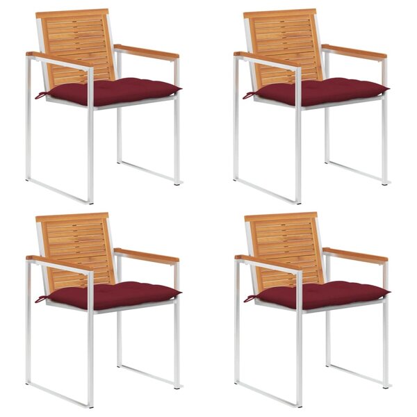 vidaXL Chaises de jardin 4 Pièces avec coussins Bois d'acacia massif