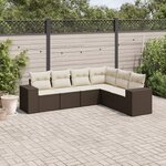 vidaXL Salon de jardin avec coussins 6 Pièces marron résine tressée