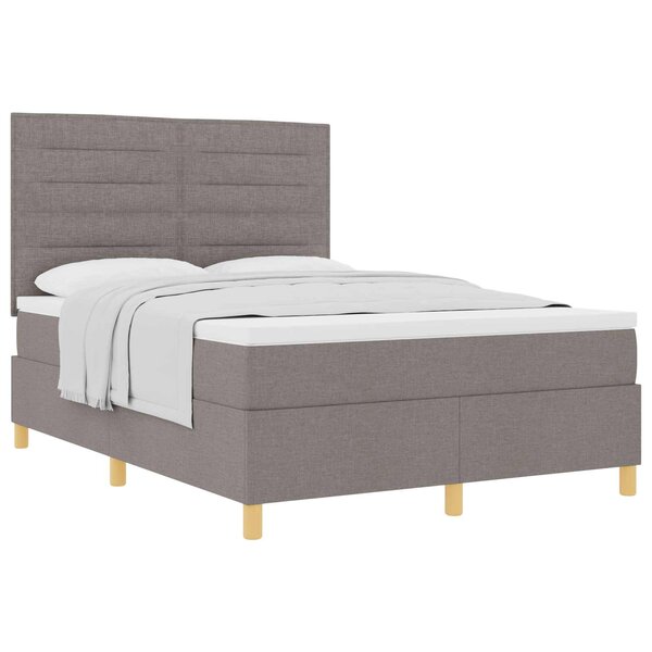 vidaXL Lit à ressorts avec tête de lit Taupe 140 x 190 cm tissu