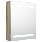 vidaXL Armoire de salle de bain à miroir à LED blanc et chêne