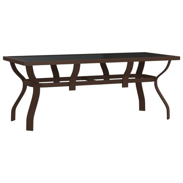 vidaXL Table de jardin Marron et noir 180x80x70 cm Acier et verre
