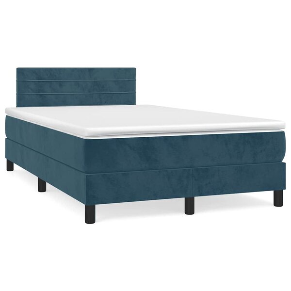 vidaXL Sommier à lattes de lit et matelas Bleu foncé 120x200cm Velours