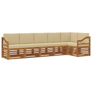 vidaXL Ensemble de canapés d'extérieur 6 pc Naturel et Beige Polyester