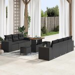 vidaXL Ensemble de canapé de jardin 10 Pièces Noir Poly Rattan