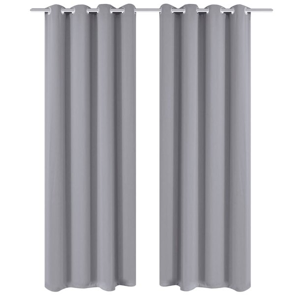2 Pièces Rideau Blackout Occultant Gris avec Œillets en métal 135x245cm