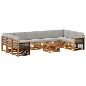 vidaXL Ensemble de canapés d'extérieur 8 pc Naturel et gris clair