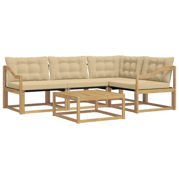 vidaXL Ensemble de canapés d'extérieur 5 pc Blanc et Beige