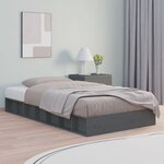 vidaXL Cadre de lit Gris 75x190 cm Petit simple Bois massif