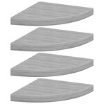 vidaXL Étagères d'angle murales 4 Pièces Gris béton 35x35x3 8 cm MDF