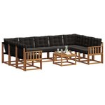 vidaXL Ensemble de canapés d'extérieur 10 Pièces Naturel et Noir