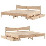 vidaXL Cadre de lit avec tiroirs 200x200 cm bois massif de pin