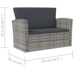 vidaXL Salon de jardin 16 Pièces avec coussins Résine tressée Gris