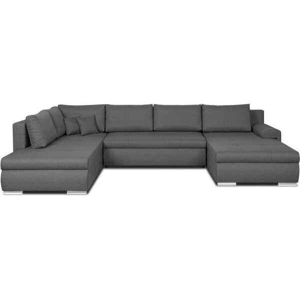 Canapé d'angle panoramique convertible - 7 places - INDIAN - Tissu 100  polyester - Gris - 360 x 228 cm