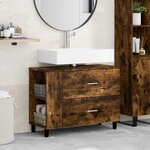 vidaXL Unité de vanité de salle de bain Chêne fumé 80 x 35 x 60 cm