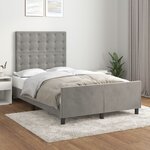 vidaXL Cadre de lit avec tête de lit gris clair 120x190 cm velours