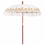 vidaXL Parasol balinais Crème (210-220) x 260 cm Coton et bois massif
