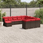 vidaXL Salon de jardin avec coussins 12 Pièces marron résine tressée