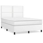 vidaXL Sommier à lattes de lit avec matelas Blanc 140x190cm Similicuir