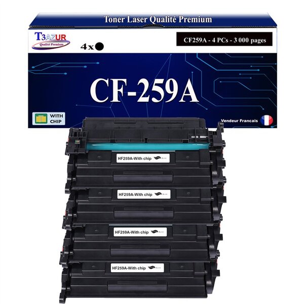T3AZUR -4x Toners compatibles avec HP CF259A (59A) pour HP LaserJet Enterprise M406dn  M430f MFP  M304a