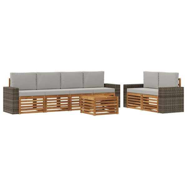 vidaXL Ensemble de canapés d'extérieur 7 pc Naturel et gris clair