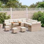 vidaXL Ensemble de canapé de jardin 14 Pièces Beige polyrotin