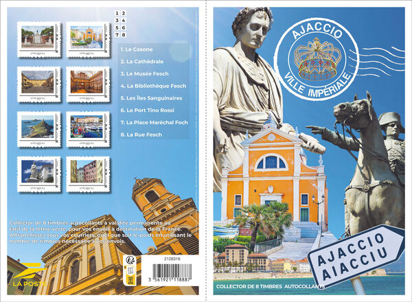 Collector 8 timbres - Ajaccio - Cité impériale - Lettre Verte