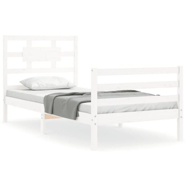 vidaXL Cadre de lit sans matelas blanc 100x200 cm bois massif