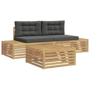 vidaXL 4 Pièces Ensemble de canapés d'extérieur Polyester Blanc