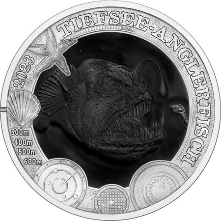 Pièce de monnaie en Cupronickel 3 Euro g 16 Millésime 2023 Luminous Marine Life DEEP SEA ANGLERFISH