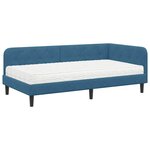 vidaXL Cadre de lit d'angle avec matelas Bleu 90 x 200 cm Velours