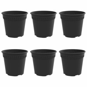 vidaXL Pot à fleurs rond 6 Pièces Noir Ø 17 x 14 cm Plastique