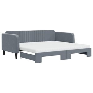 vidaXL Lit de jour et gigogne et matelas gris foncé 100x200 cm velours