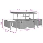 Ensemble de canapés de jardin 12 pièces avec coussins noir poly rotin acacia