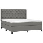 vidaXL Sommier à lattes de lit avec matelas Gris foncé 180x200cm Tissu