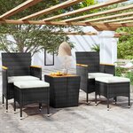 vidaXL Ensemble de bistro de jardin 5Pièces Résine tressée et acacia Noir