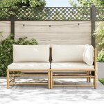 vidaXL Salon de jardin 2 Pièces avec coussins blanc crème Bambou