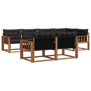 vidaXL Ensemble de canapés d'extérieur 7 pc Naturel et noir