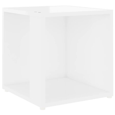 vidaXL Table d'appoint Blanc brillant 33x33x34 5 cm Aggloméré