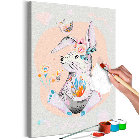 Tableau à peindre par soi-même - colourful rabbit l x h en cm 40x60