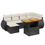 vidaXL Salon de jardin 7 Pièces avec coussins noir résine tressée