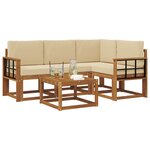 vidaXL Ensemble de canapés d'extérieur 5 Pièces Naturel et Beige