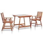vidaXL Meuble à dîner de jardin 3Pièces Carreau mosaïque et bois d'acacia