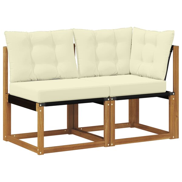 vidaXL Canapé d’extérieur milieu et coin avec coussin 2 Pièce Naturel