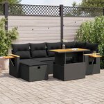 vidaXL Salon de jardin 8 Pièces avec coussins noir résine tressée