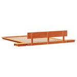 vidaXL Cadre de lit au sol avec tables de chevet Marron ciré 150x200cm en bois massif