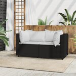 vidaXL Canapé d'angle de jardin avec coussins Noir Résine tressée