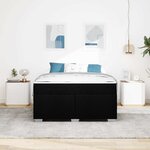 vidaXL Cadre de lit avec matelas Noir 160 x 200 cm tissu