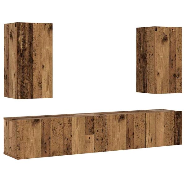 vidaXL Meubles TV muraux 4 Pièces vieux bois bois d'ingénierie