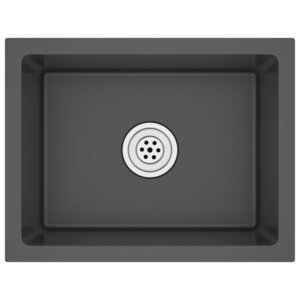 vidaXL Évier de cuisine fait main Noir Acier inoxydable