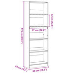 vidaXL Bibliothèque sonoma gris 60x24x176 cm bois d'ingénierie